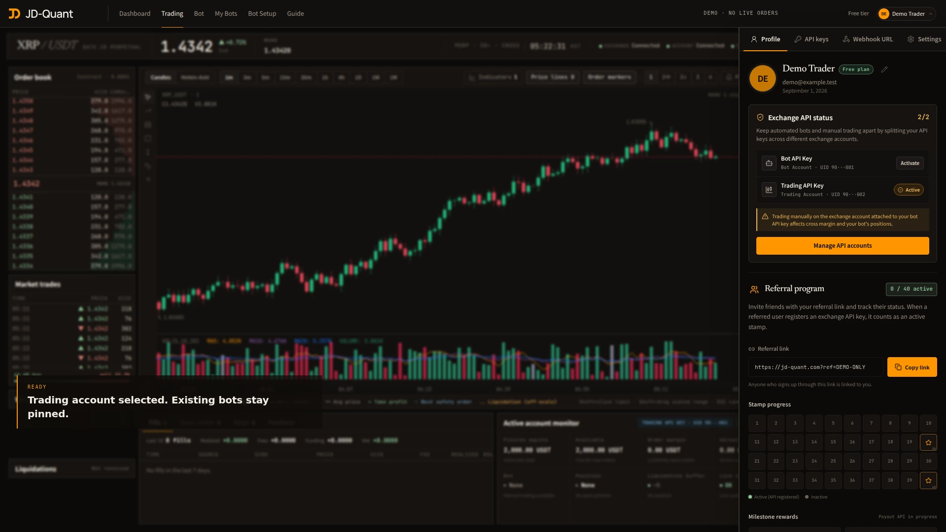 Change which exchange account the UI uses completion screen